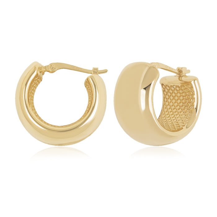 14k Gold Puff Hoops