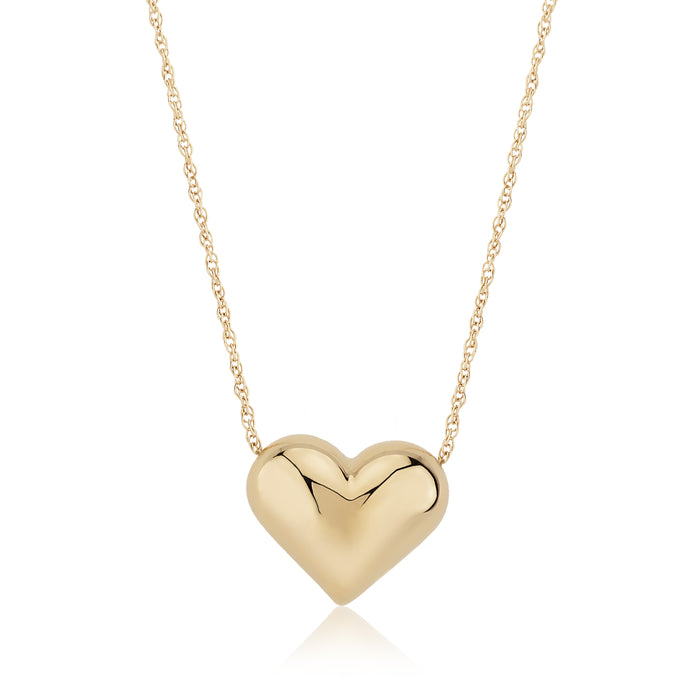 14k Gold Puff Heart Necklace