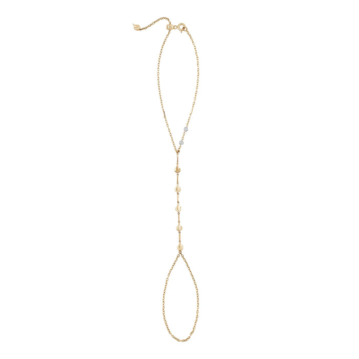 Bead & Diamond 18k Gold Hand Chain
