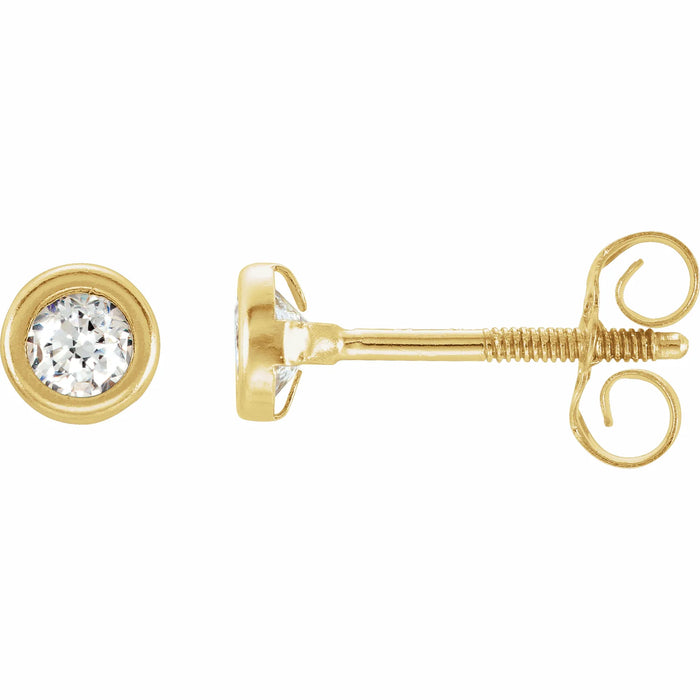 CZ Bezel Set 14k Gold Studs