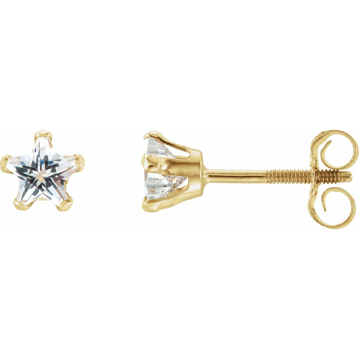 Youth CZ Star 14k Gold Stud