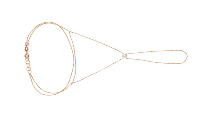 Rose Gold Bezel Set Single Stone Hand Chain