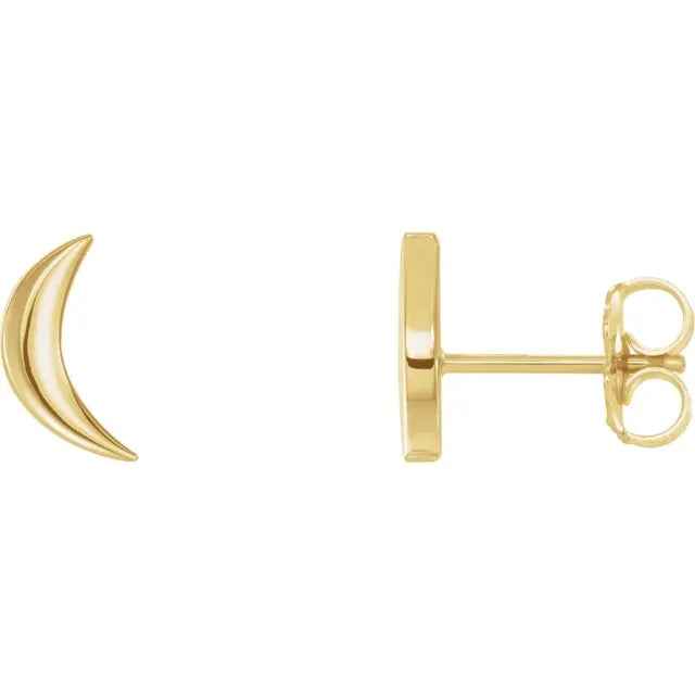14k Gold Moon Studs