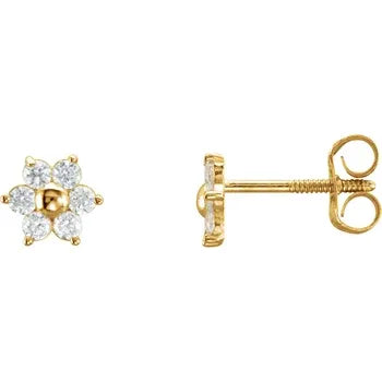 Youth Flower CZ Stud