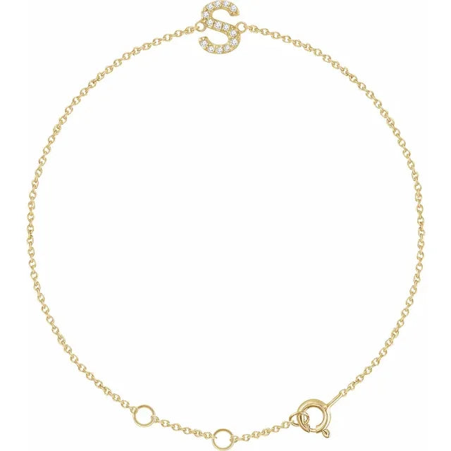Diamond Delicate Initial Bracelet