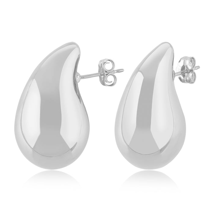 Sterling Silver Puff Teardrops - Medium