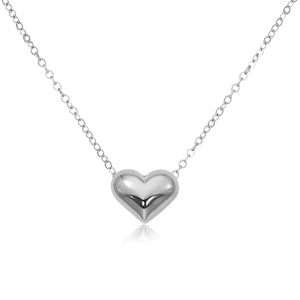 Sterling Silver Puff Heart Necklace