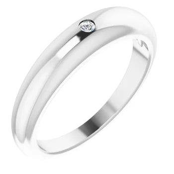 Single Stone Dome Ring - 14k White Gold