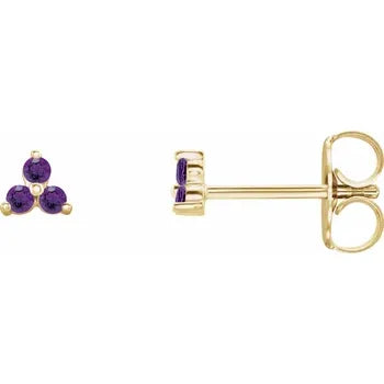 Amethyst 3 Stone Studs