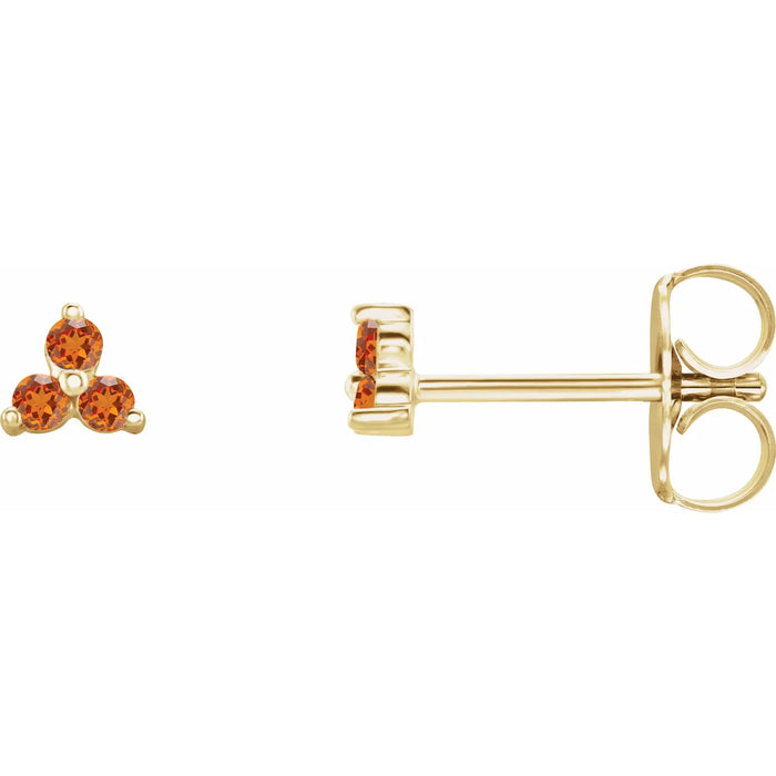 Orange Garnet 3 Stone Studs