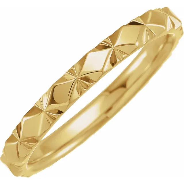 Geometric Cut Gold Stacking Band
