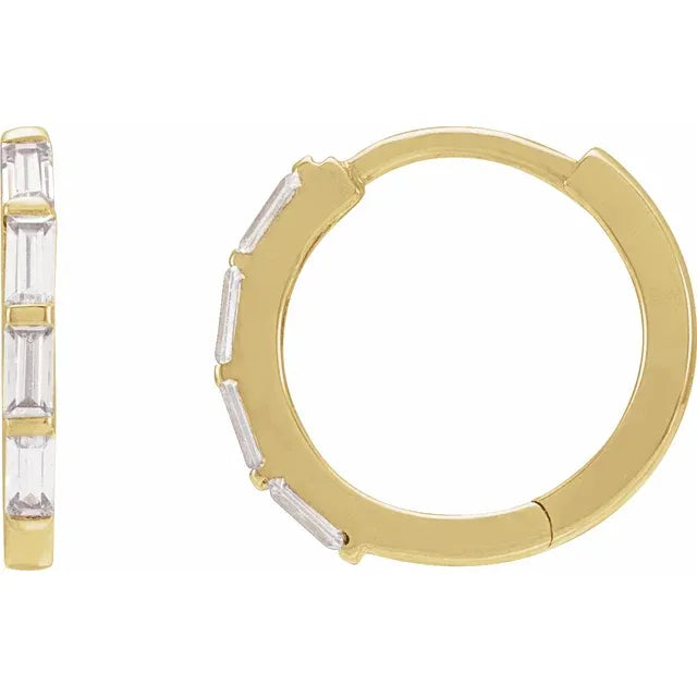 Baguette Hinge Hoop Lab-Grown Diamond Earrings