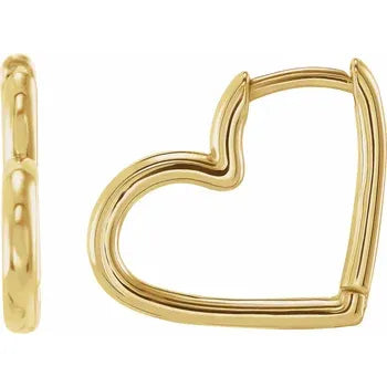 14k Hinge Heart Huggies