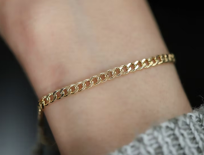 Mini 18k Gold Cuban Link Bracelet