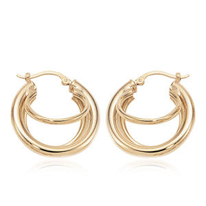 14k Solid Gold Hollow Triple Hoops