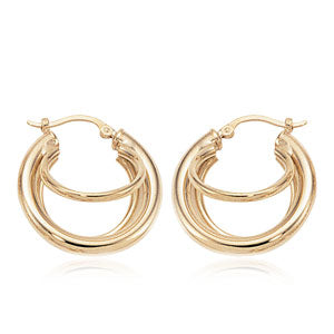 14k Solid Gold Hollow Triple Hoops