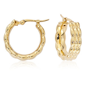 Textured Wide 14k Gold Hoops