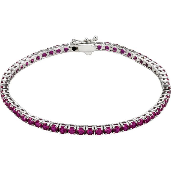 Lab Grown Ruby Bracelet in 14k White Gold