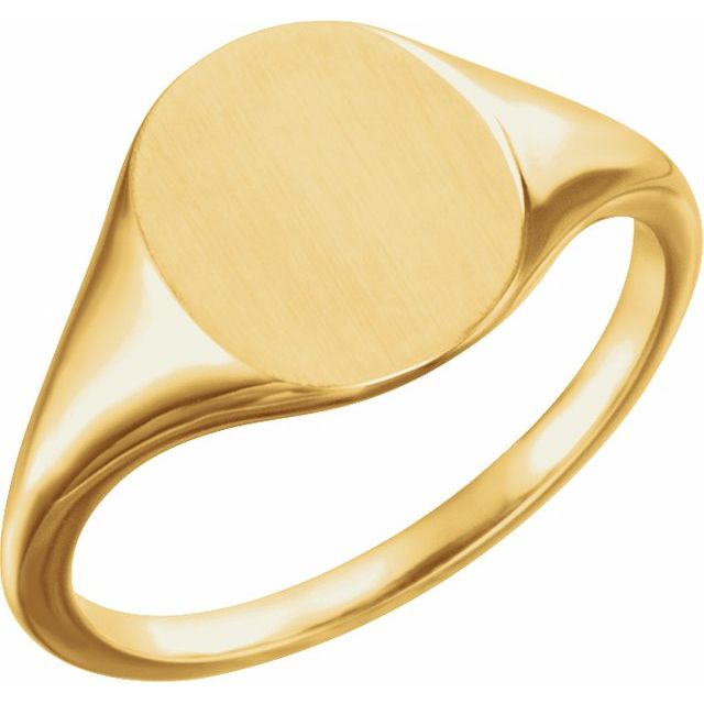 14K Yellow 11x9 mm Oval Signet Ring