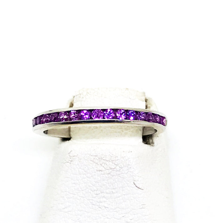 14k White Gold Ring with Partial Wrap Pink Sapphires