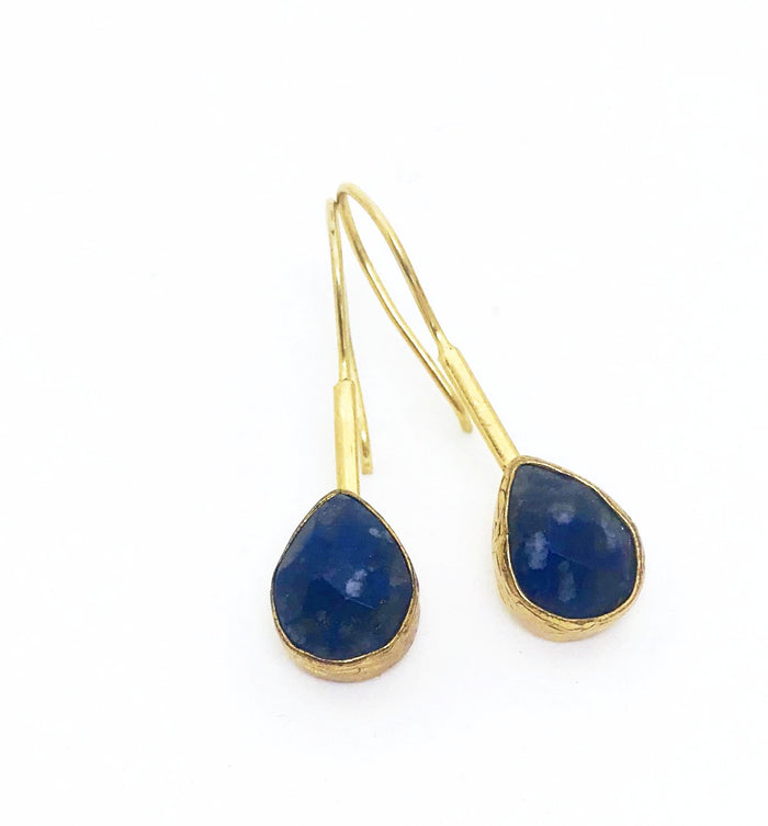 Pazar 14k Gold Plated Earrings -Deep Blue