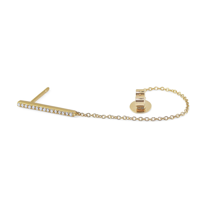 Diamond Bar Drop Down Chain Earrings