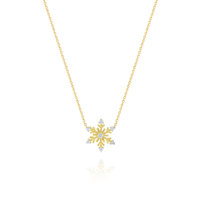 14k Yellow Gold Snowflake with (7) Diamonds