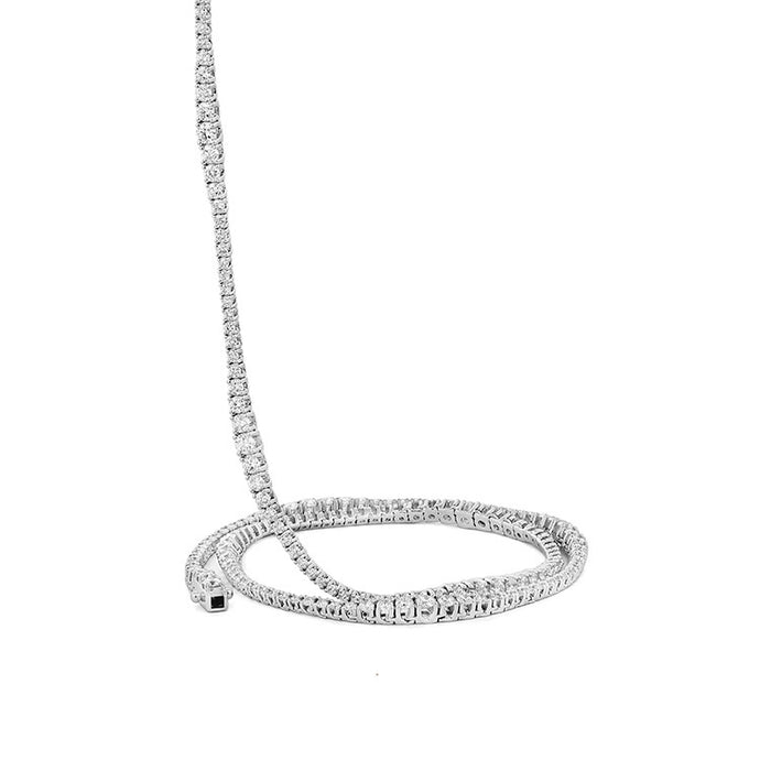 Wave Tennis Diamond Necklace 18"