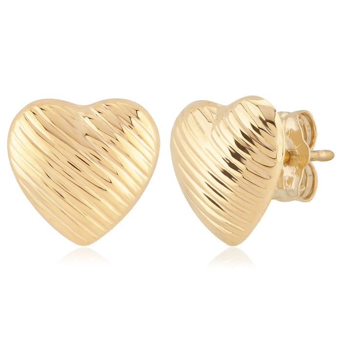 Striped Puff Heart Studs