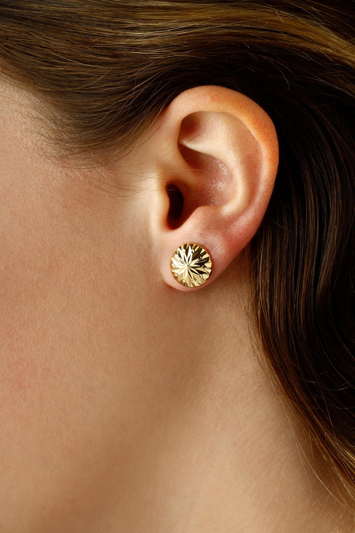 Round Star Burst Diamond Cut Studs