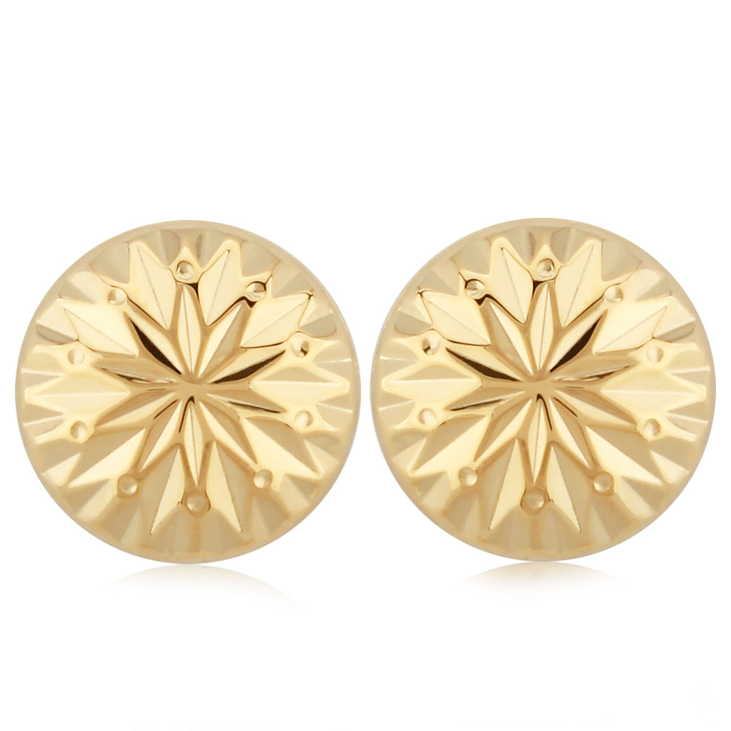 Round Star Burst Diamond Cut Studs