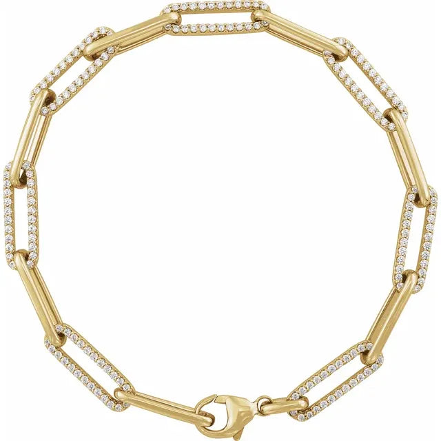 Alternating lab-grown diamond paperclip bracelet