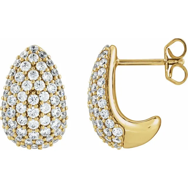 15mm Pave Diamond Teardrop Earrings