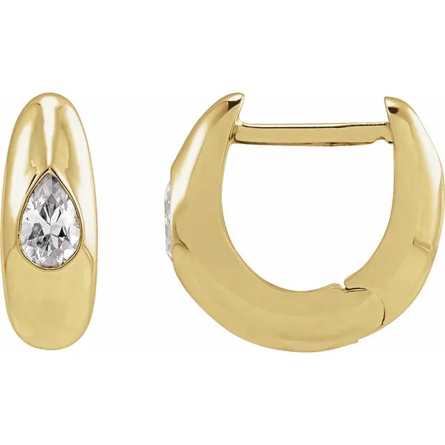 Pear Diamond Hinge Hoops