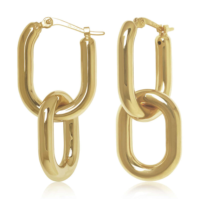 Double Oval Dangle Hoops