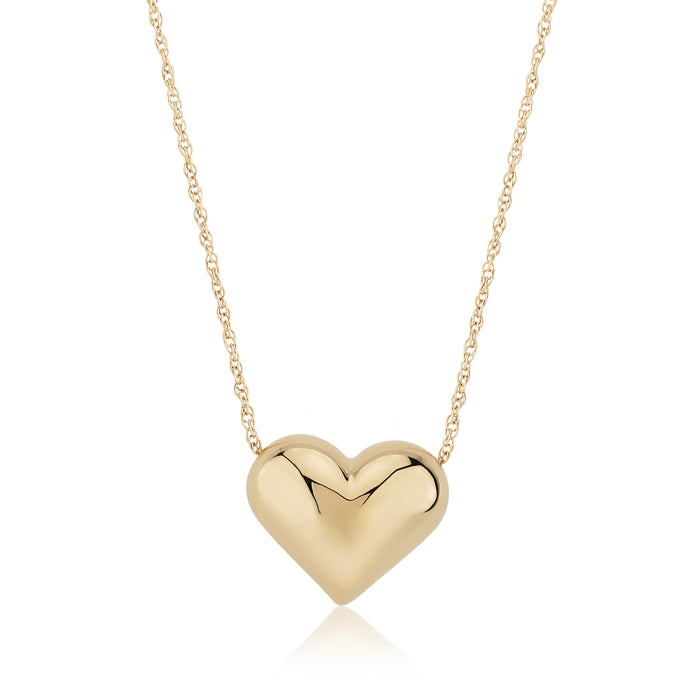 14k Gold Puff Heart Necklace