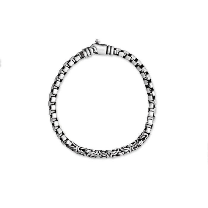 Sterling Silver Box & Byzantine Chain Bracelet