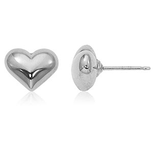 Sterling SIlver Puff Heart Studs