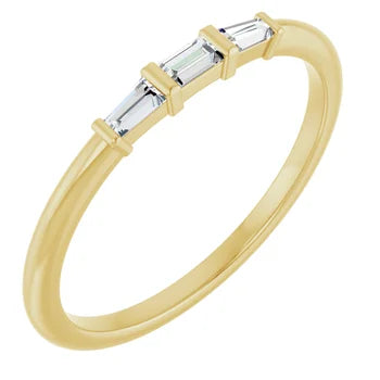 Baguette 3 Stone Stacking Ring
