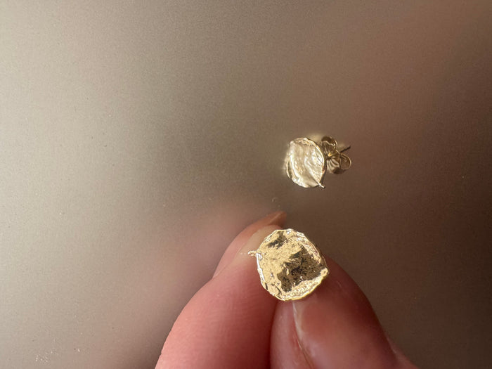 14k Small Aspen Leaf Studs (pair)