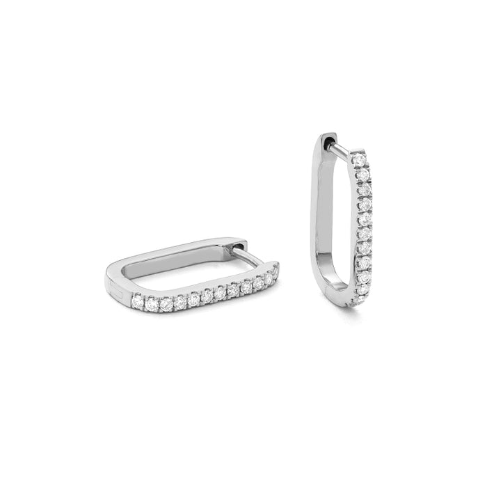 Elongated Oval Diamond Hoops