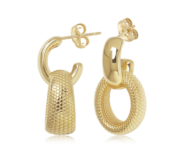Drop Double Hoop Texture Earrings