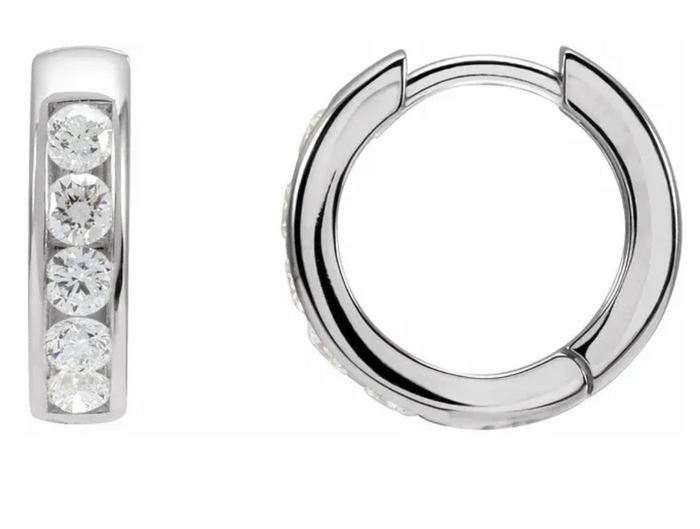 Wide 15mm 5/8 Ctw Diamond Huggies