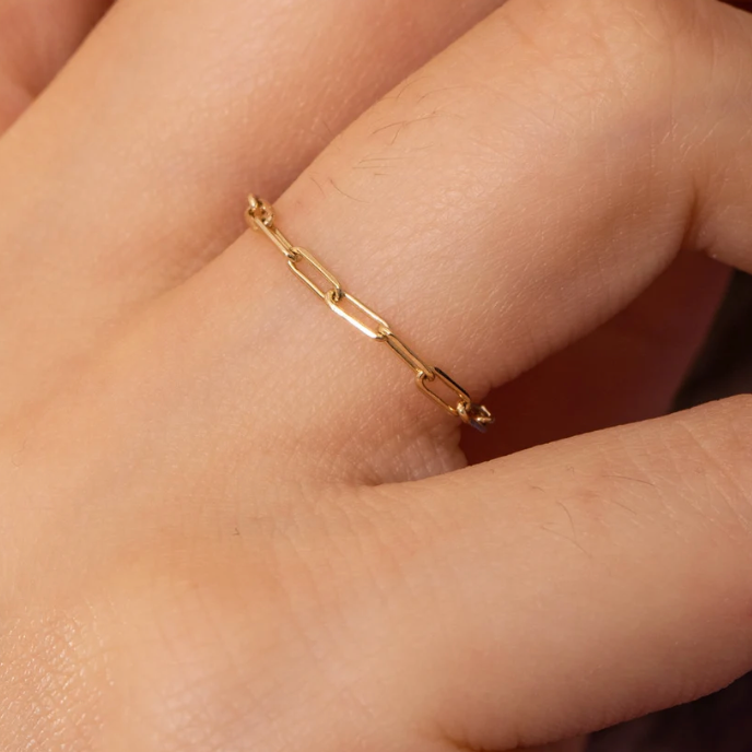 14k Gold Paperclip Chain Rings