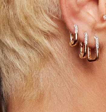 Diamond Dipped Rectangle Earring