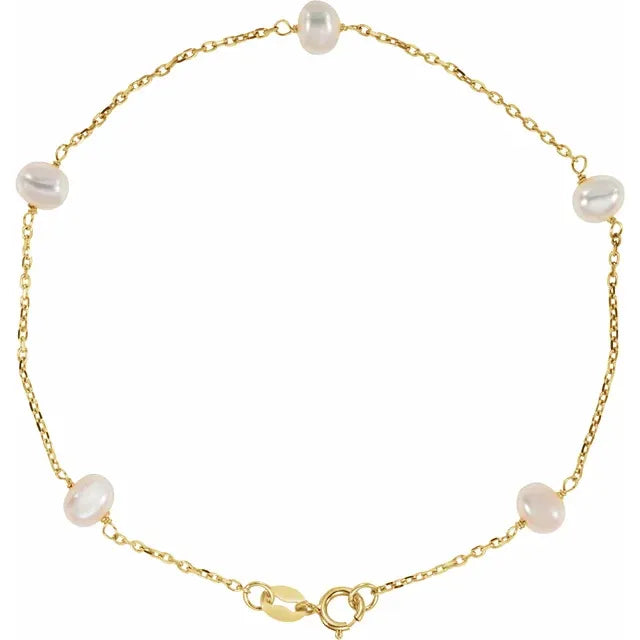 Cultured Pearl Gold Bracelet