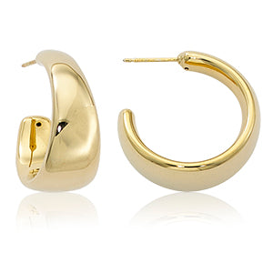 14k Gold Tapered Hollow Hoops