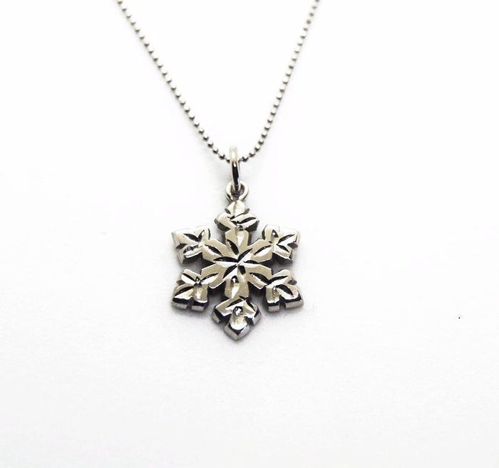 Custom Diamond Cut White Gold Snowflake