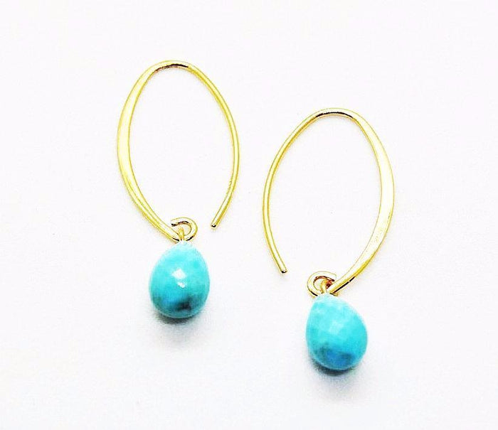 Gold Wire & Colored Stone Earring